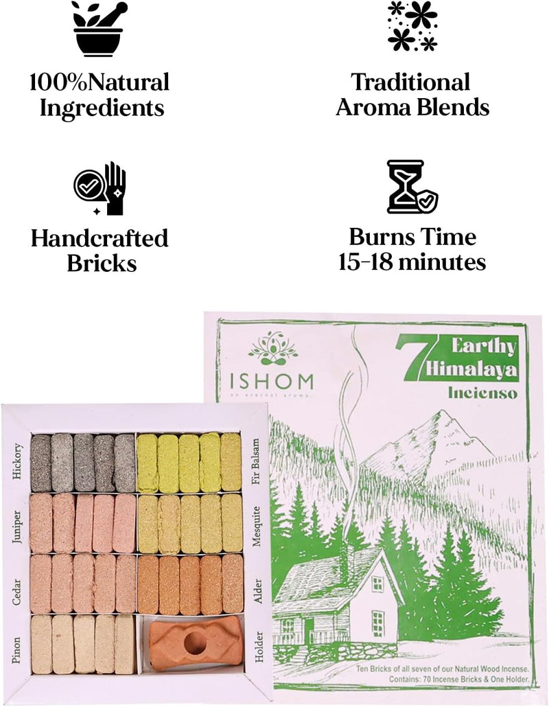 ISHOM 7 Earthy Himalaya Smudge Incense Bricks - iShom
