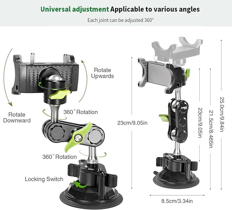 Ishom Universal Phone Holder Mount with Adjustable Telescopic Arm and 360 Rotation