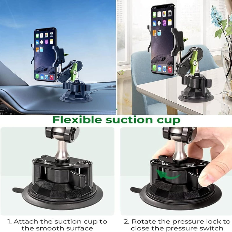 Ishom Universal Phone Holder Mount with Adjustable Telescopic Arm and 360 Rotation