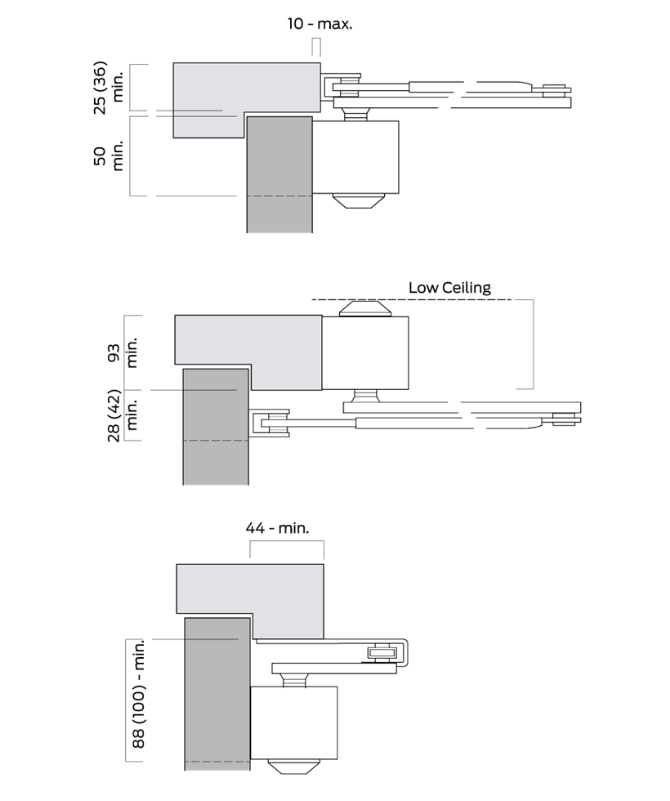 BRITON 2003 Size 3 Overhead Door Closer - Silver (SES)